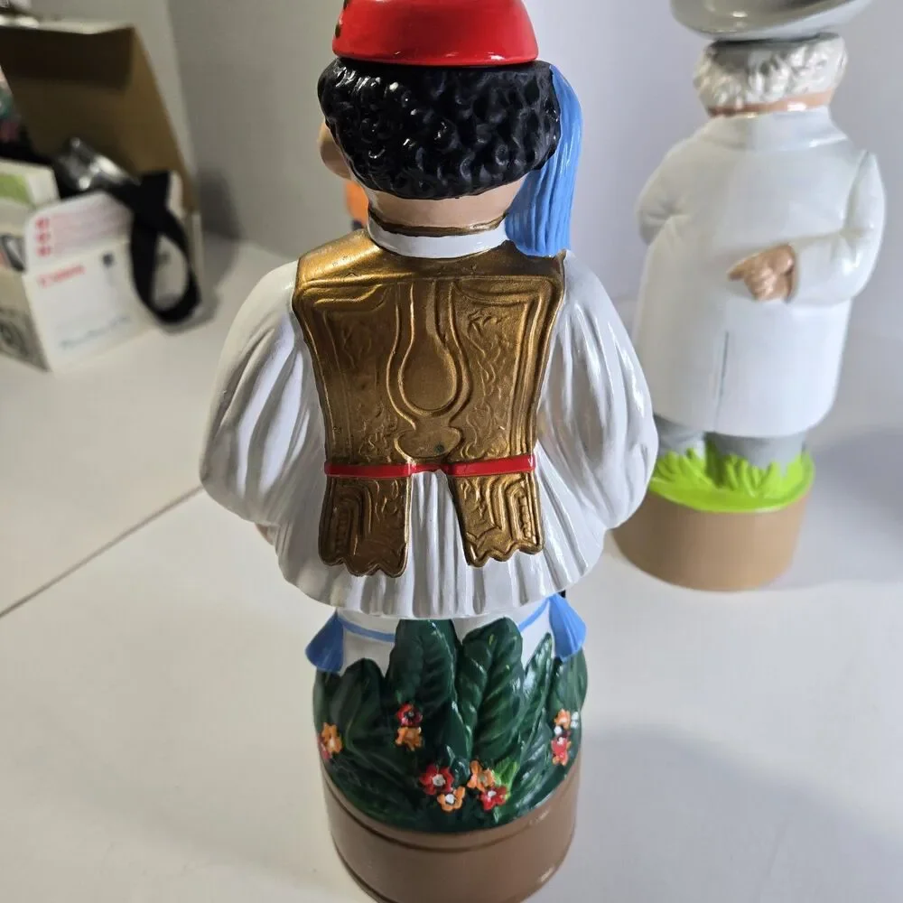 Vintage Metaxa Ceramic Greek Soldier Decanter Evzone Figural Liquor Bottle 1960s